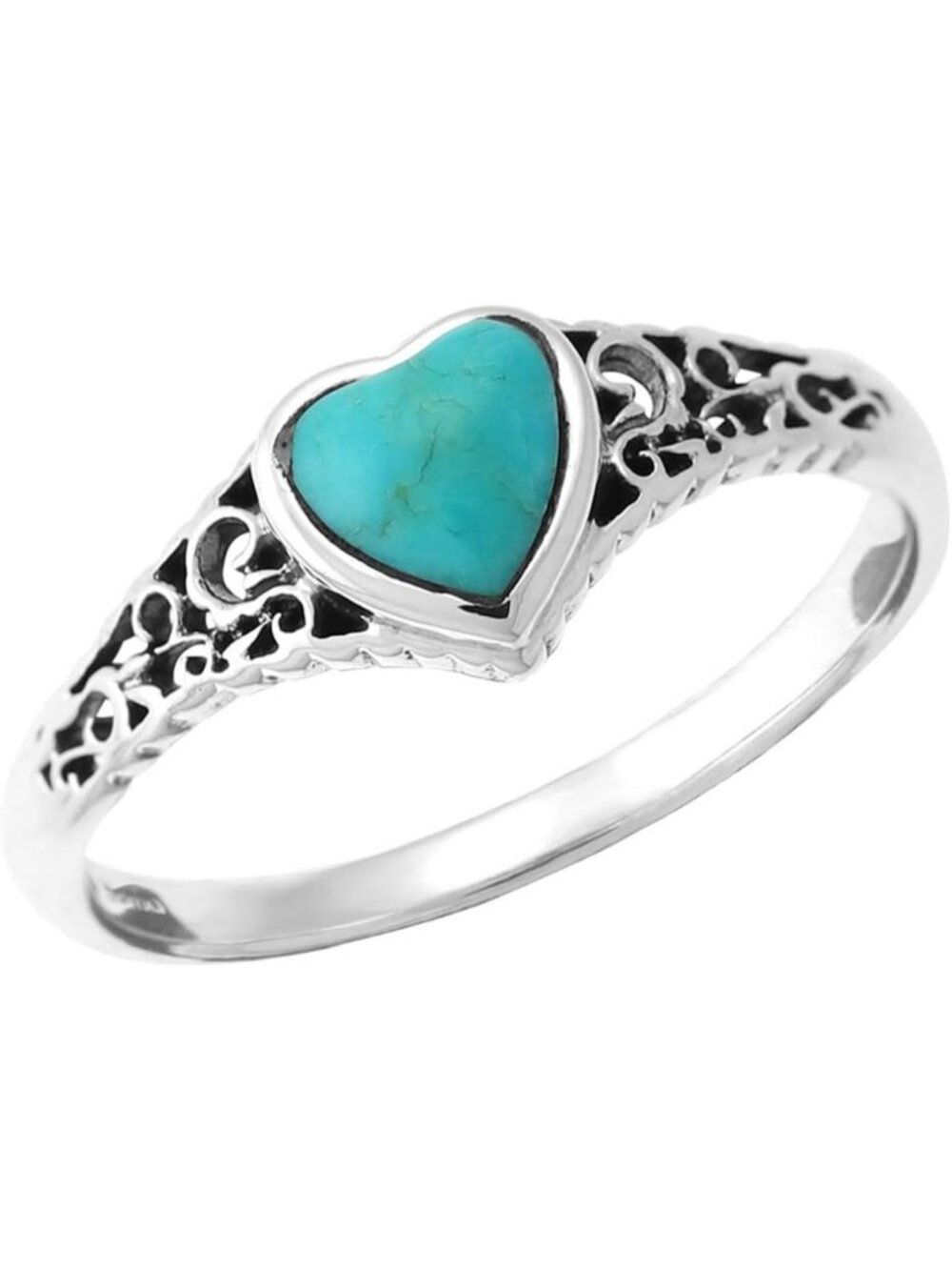 Sterling Silver Turquoise Heart Ring | Boho Chic Jewelry | Unique Gift Idea